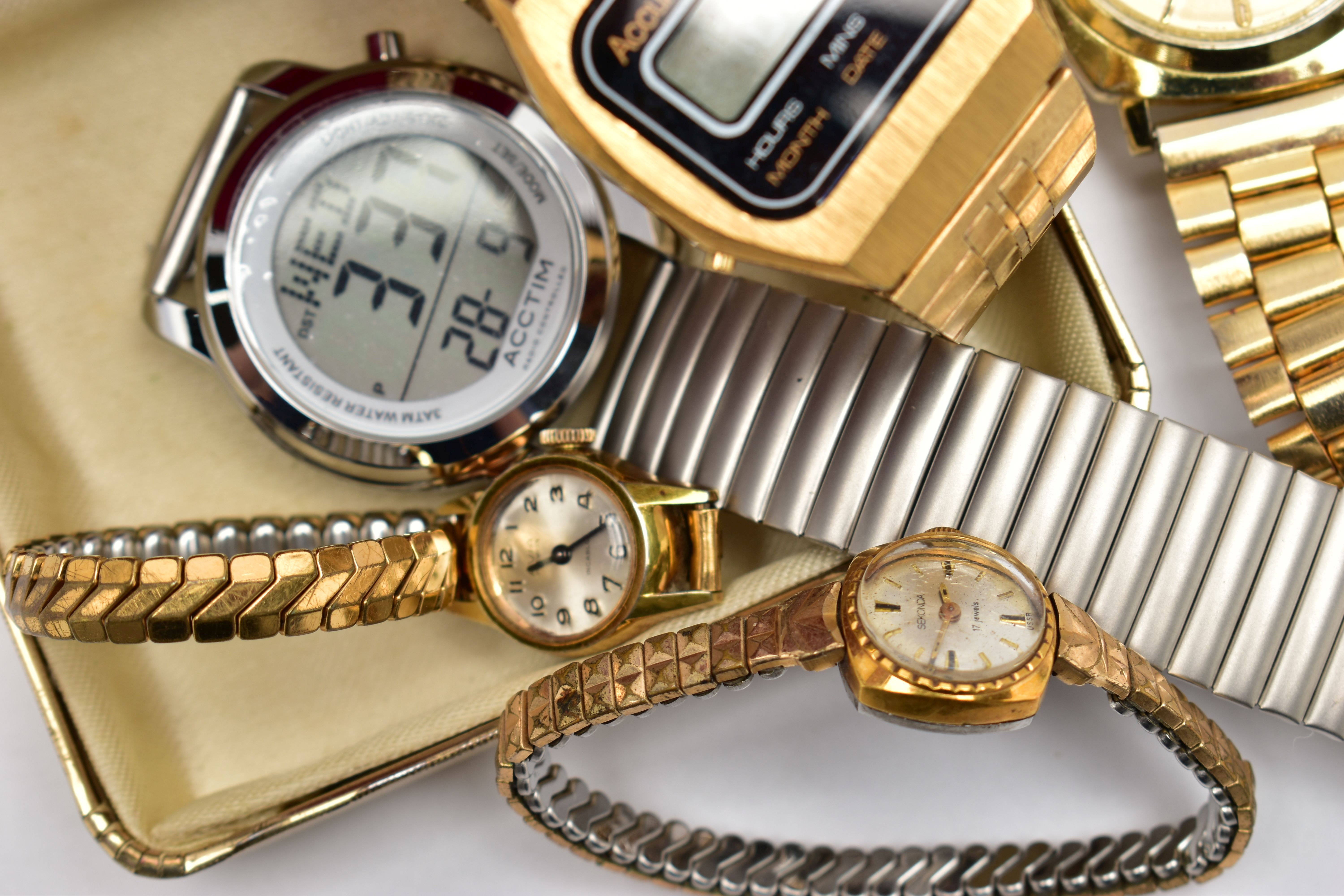 A SELECTION OF STAINLESS STEEL WATCHES, JEWELLERY AND A CHARM BRACELET, the watches with names to - Image 3 of 4