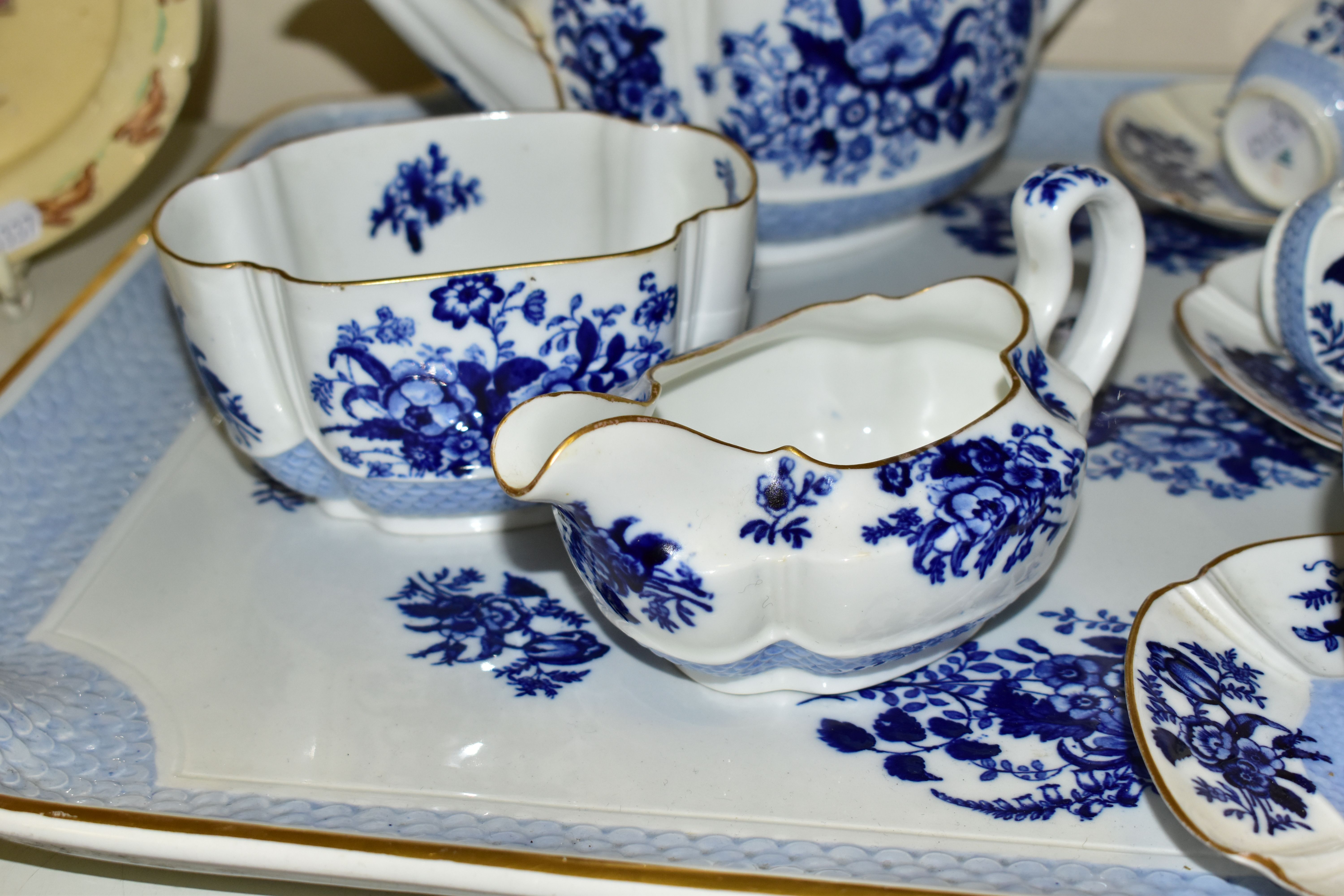 A VICTORIAN COPELAND FOUR PLACE TEA SET, comprising of teapot - hairline crack to the base, firing - Image 2 of 6