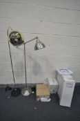 A SELECTION OF LIGHTING, to include a brassed standard lamp, another standard lamp, a boxed Siren
