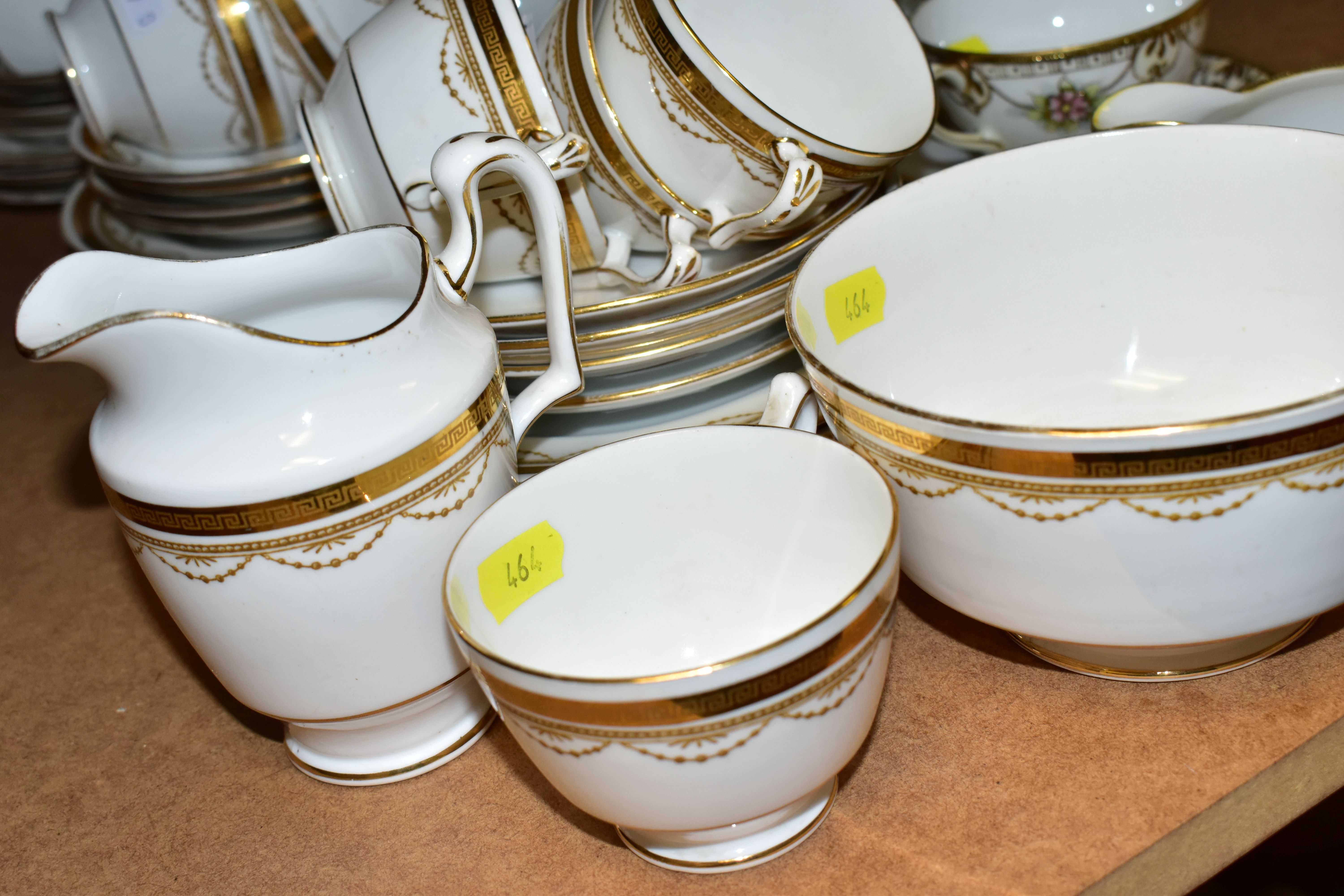 A GROUP OF NORITAKE AND CROWN STAFFORDSHIRE TEAWARES, comprising a hand painted Noritake teapot, - Image 5 of 8