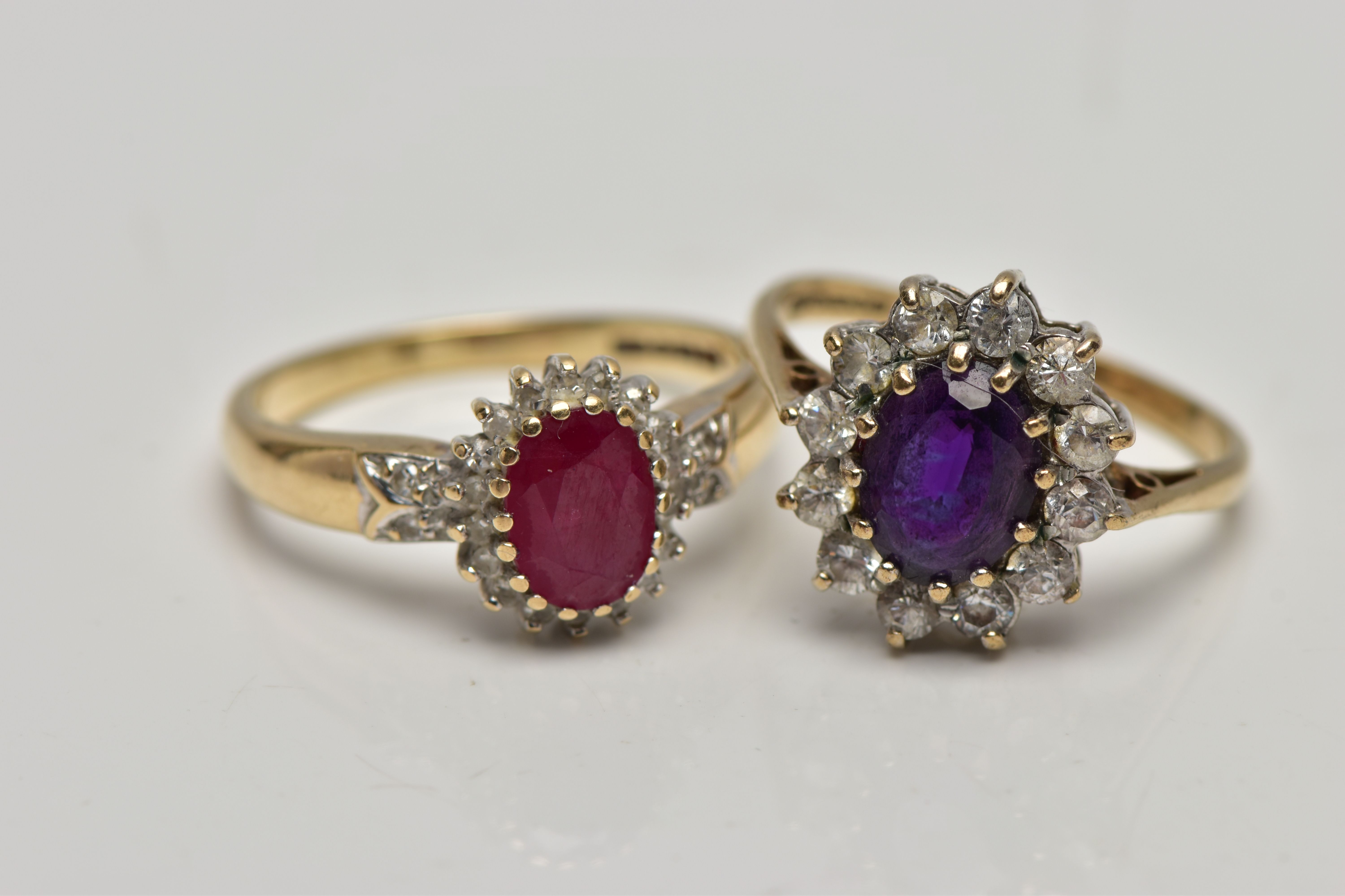 A SELECTION OF JEWELLERY, to include a 9ct gold glass filled ruby and diamond cluster ring, - Image 4 of 6