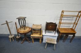 A SELECTION OF OCCASIONAL FURNITURE, to include a square hardwood occasional table, two sized