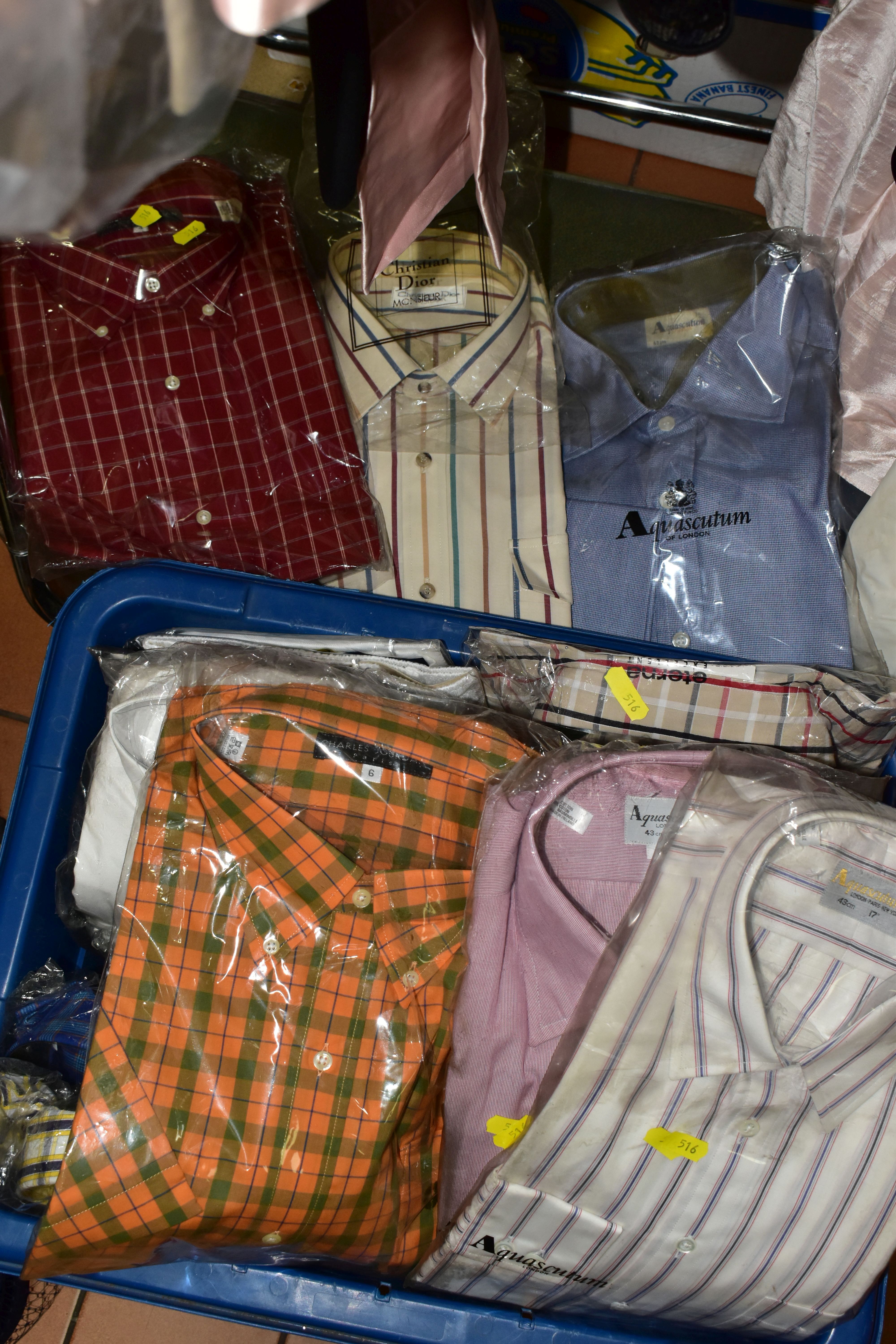 FOUR BOXES, A SUITCASE AND ONE RAIL OF VINTAGE CLOTHING, to include a gentleman's Daks check - Image 4 of 15