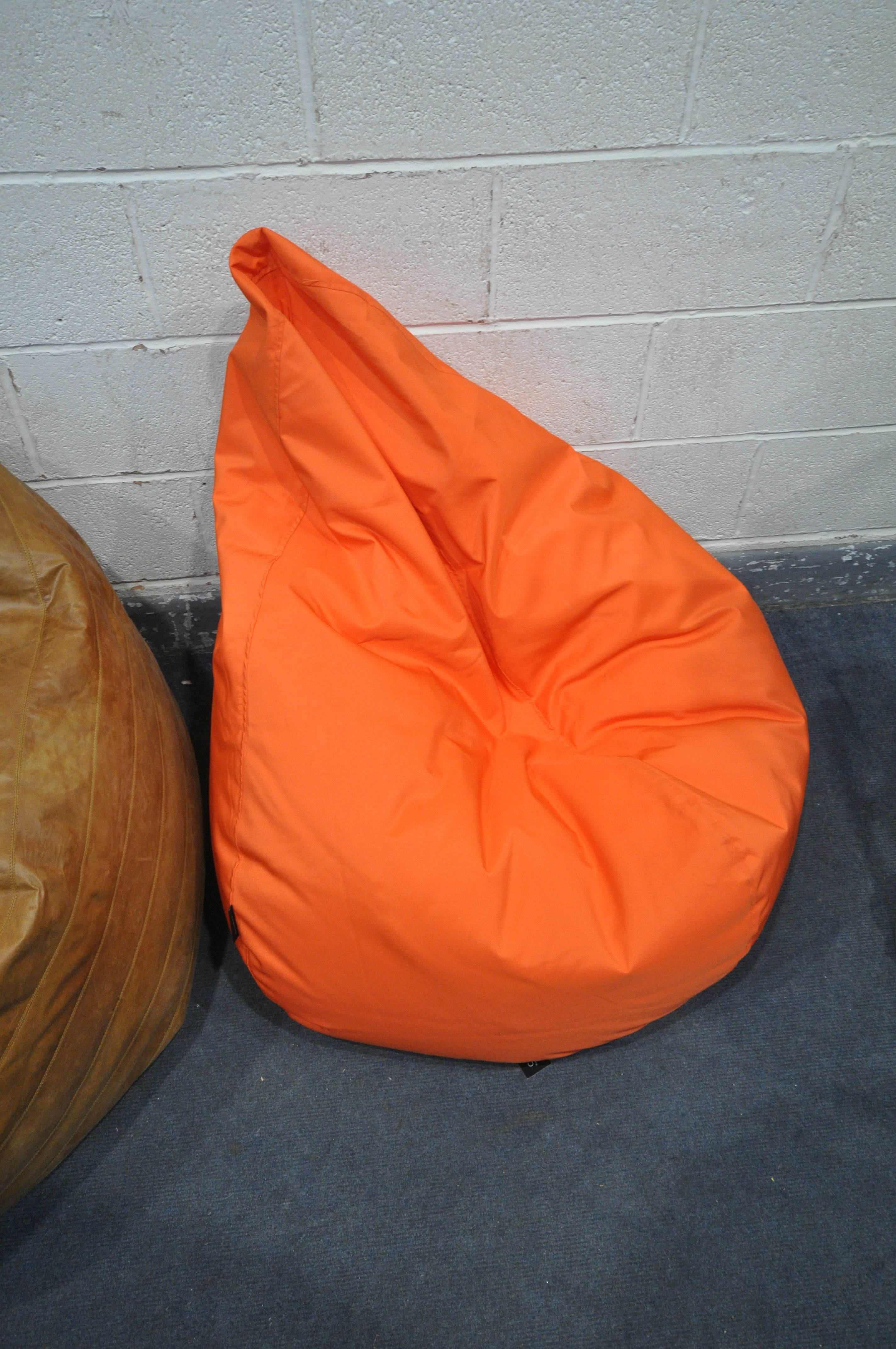 A COZIBAG.CO.UK LEATHER BEAN BAG, a Loft25 fluorescent orange bean bag, and a box of various - Image 3 of 4