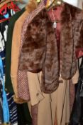 FIVE ITEMS OF VINTAGE LADIES' OVERCOATS, to include a brown faux fur stole , a Czarina cashmere