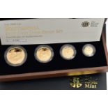 A ROYAL MINT 2009 BRITANNIA FOUR COIN GOLD PROOF SET, containing denominations of £100 1oz, £50 1/