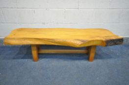 A LIVE EDGE COFFEE TABLE, length 141cm x depth 39cm x height 38cm (condition:-recently treated