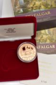 A ROYAL MINT 2005 'THE BATTLE OF TRAFALGAR' UNITED KINGDOM GOLD PROOF COMMEMORATIVE CROWN COIN, five