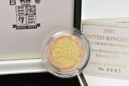 A ROYAL MINT UNITED KINGDOM GOLD PROOF TWO POUND COIN, Wireless Bridges the Atlantic Marconi 1901,