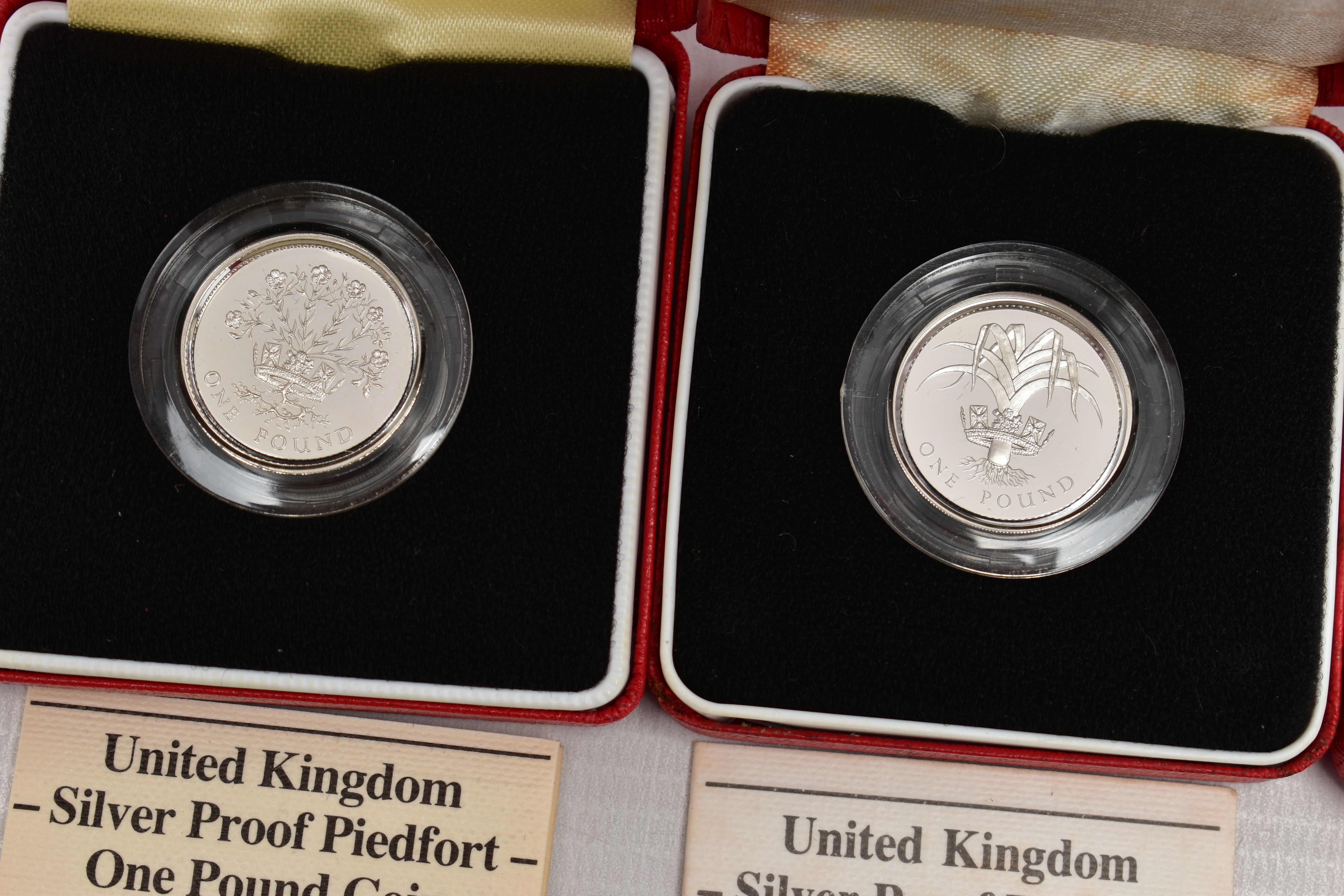 ROYAL MINT BOXED SILVER PROOF PIEDFORT ONE POUND COINS 1984,1985,1986 all in Royal Mint cases with - Image 2 of 3