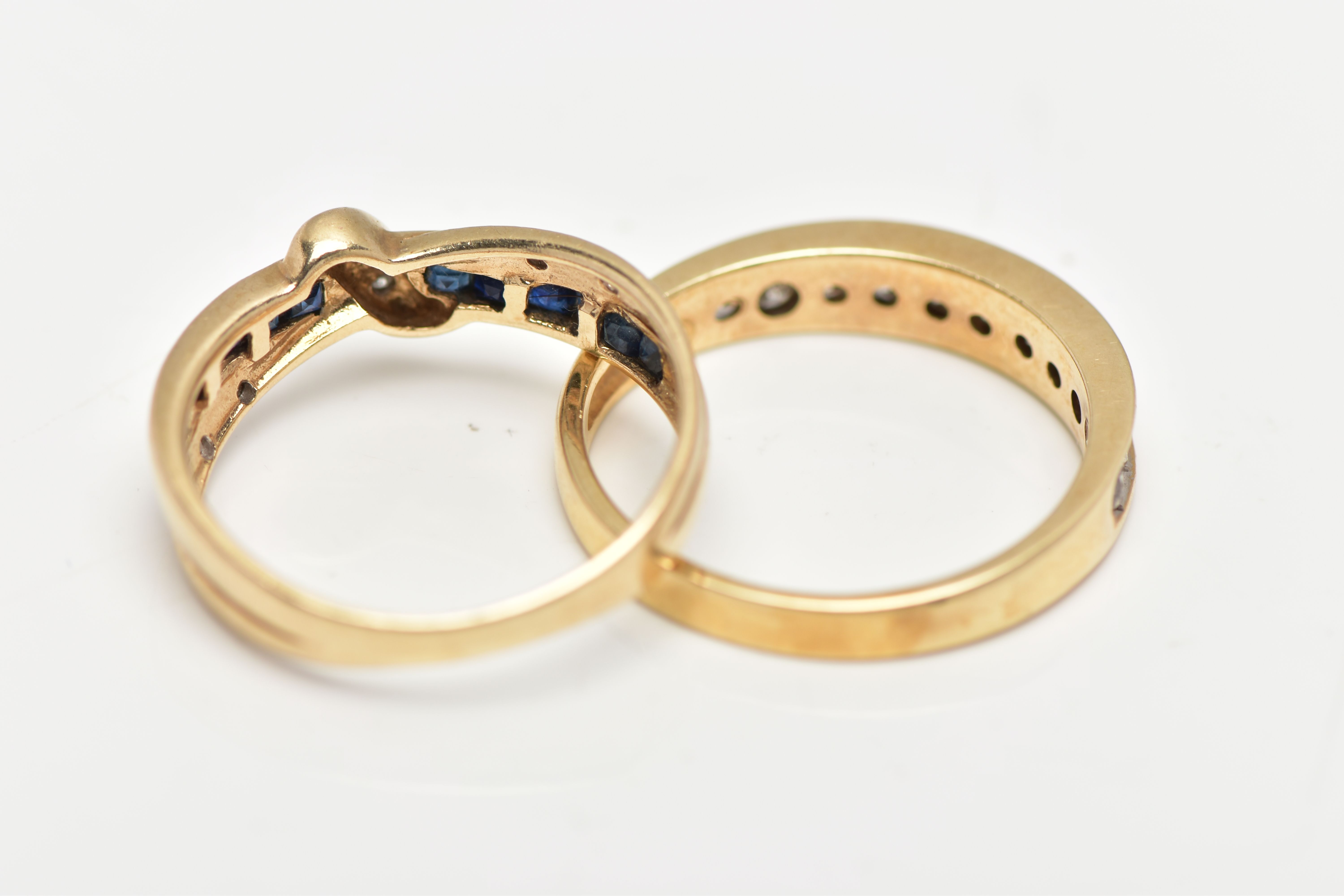 TWO 9CT YELLOW GOLD DIAMOND AND GEMSET RINGS, to include a diamond half eternity ring, set with - Image 5 of 5