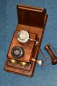 A VINTAGE WALL MOUNTABLE GPO TELEPHONE, first half of the twentieth century with dial, Bakelite