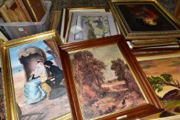 A QUANTITY OF PICTURES AND PRINTS ETC, to include a print reproduction on canvas of a Francois-