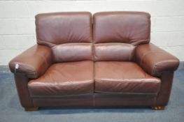 A BARDI ITALY RED LEATHER TWO SEATER SOFA, length 155cm