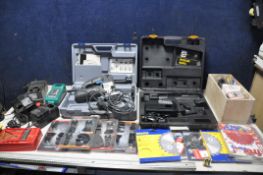 A ELU D65510 JIGSAW in case (PAT pass and working) along with a selection of battery chargers to
