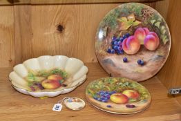 FOUR PIECES OF HAND-PAINTED CHINA BY FORMER ROYAL WORCESTER PAINTER FRANCIS CLARK, comprising a