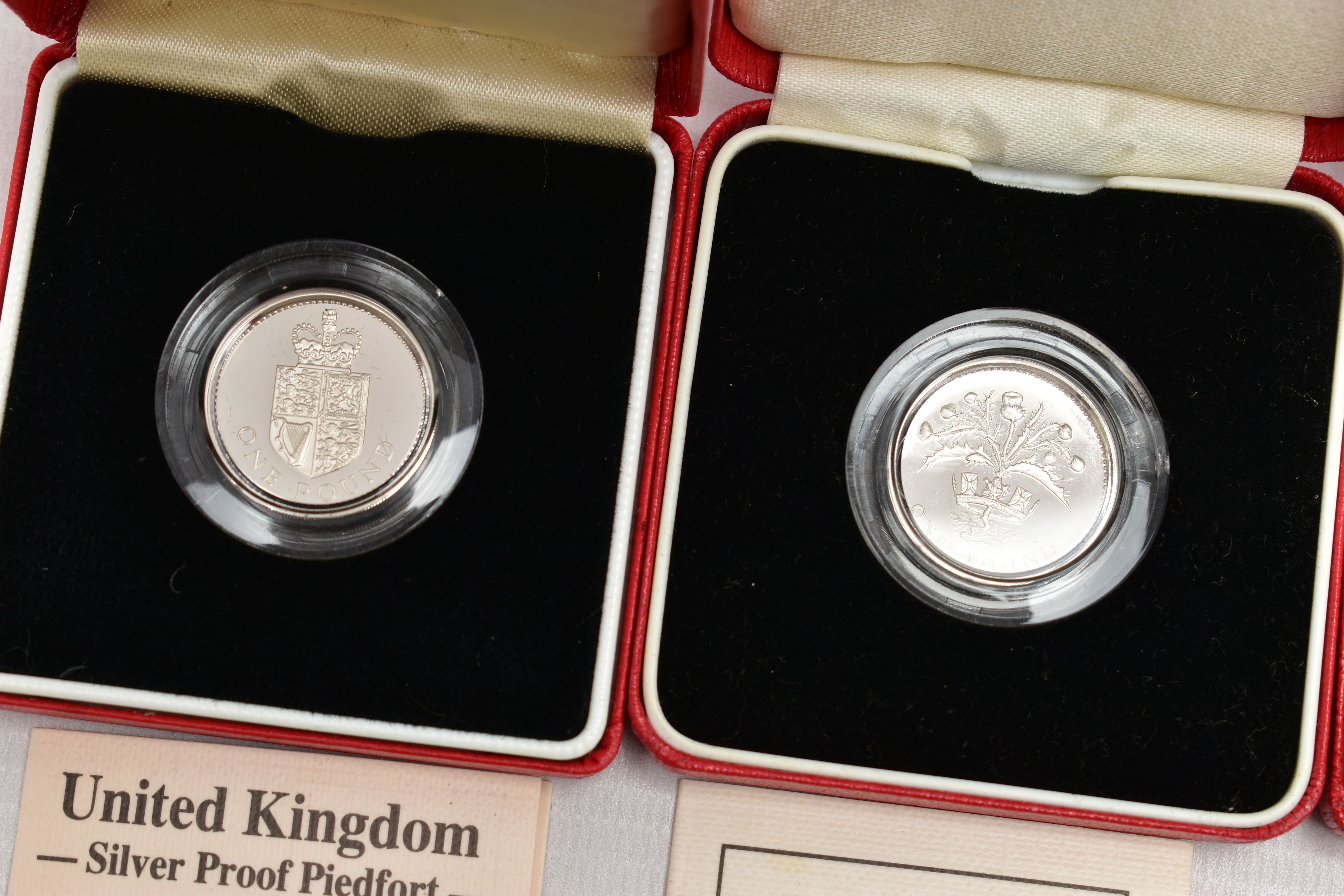 ROYAL MINT PIEDFORT SILVER PROOF ONE POUND BOXED COINS, 1987, 1988, 1989, all contain certificates - Image 2 of 3