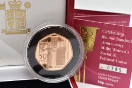 A ROYAL MINT 2003 GOLD PROOF 50P COIN, celebrating the one hundredth anniversary of the Womens