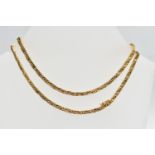 A 9CT GOLD CHAIN NECKLACE, a yellow gold fancy link chain, approximate length 605mm, fitted with