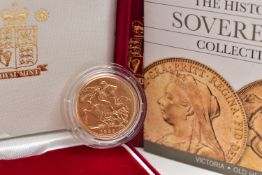 A ROYAL MINT VICTORIA VEILED HEAD, 'THE HISTORIC SOVEREIGN COLLECTION' COIN, dated 1895, 22.05mm,