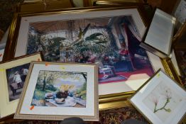 A SMALL QUANTITY OF PAINTINGS AND PRINTS, to include oils on board signed A.S. Antliff scenes