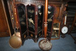 A SELECTION OF OCCASIONAL FURNITURE, to include a folding oriental folding screen, overall length