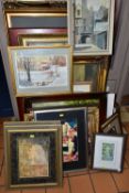 A QUANTITY OF PAINTINGS AND PRINTS, to include print reproductions of paintings by artists including