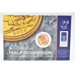 A ROYAL MINT CARDED 2000 GOLD BULLION HALF SOVEREIGN COIN, 19.3mm, 3.99 grams, issue limit 250,000