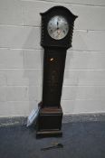 A MID 20th CENTURY GRANDMOTHER CLOCK with a German Made Kienzle movement, oak case, pendulum and