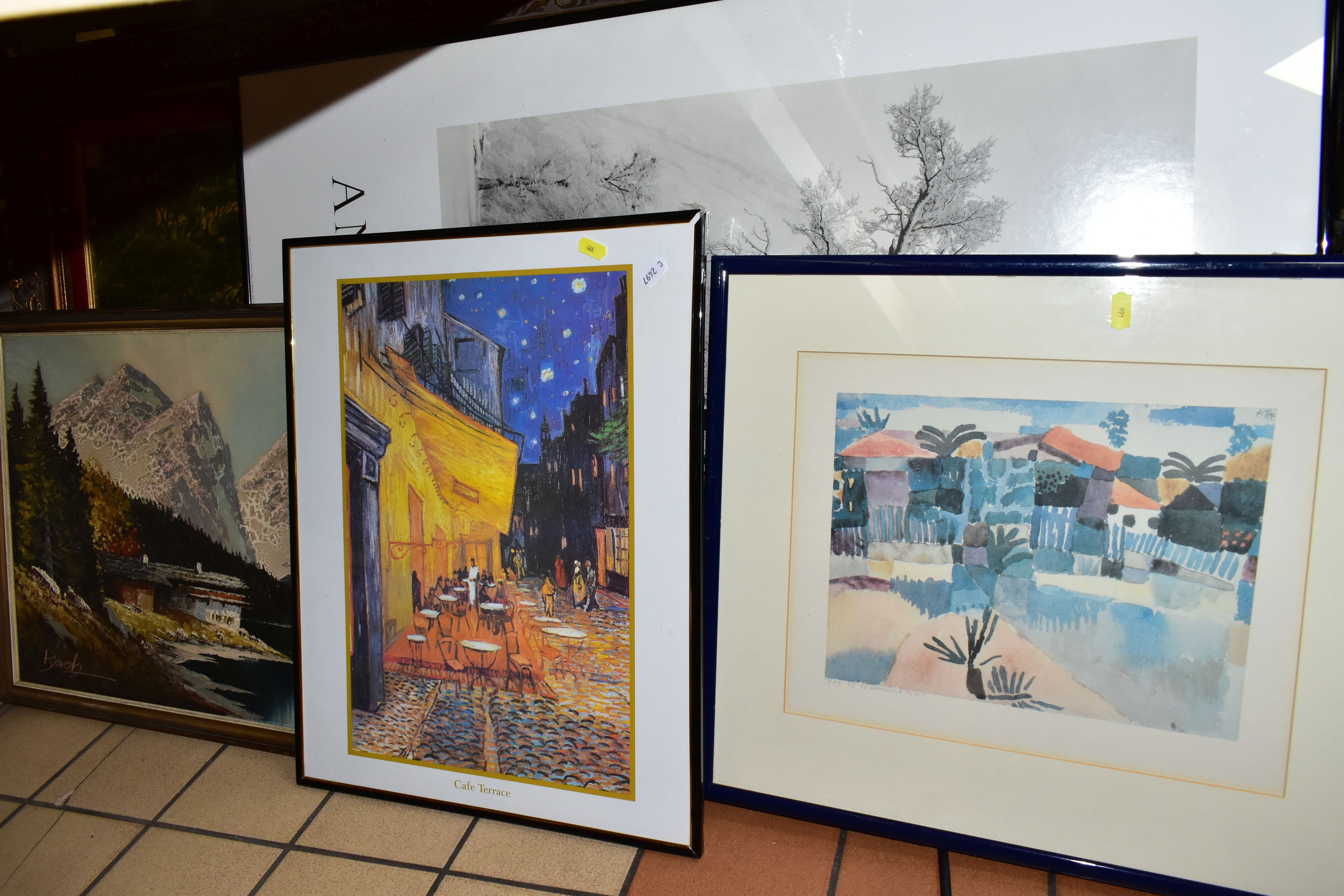 A SMALL COLLECTION OF PAINTINGS AND PRINTS, to include a continental alpine landscape scene, - Image 2 of 3