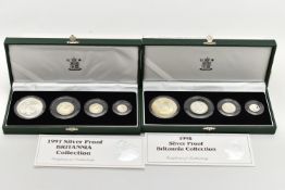 A ROYAL MINT BRITANNIA 1997 AND 1998 SILVER PROOF COLLECTIONS OF COINS, £2, £1, 50P, and 20p