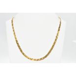 A 9CT GOLD CHAIN NECKLACE, designed as a three strand herringbone plaited chain, detailed with a