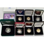 A GROUP OF ROYAL MINT SILVER PIEDFORT PROOF BOXED COINS, to include a Queen Mother silver proof