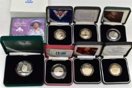 A GROUP OF ROYAL MINT SILVER PIEDFORT PROOF BOXED COINS, to include a Queen Mother silver proof