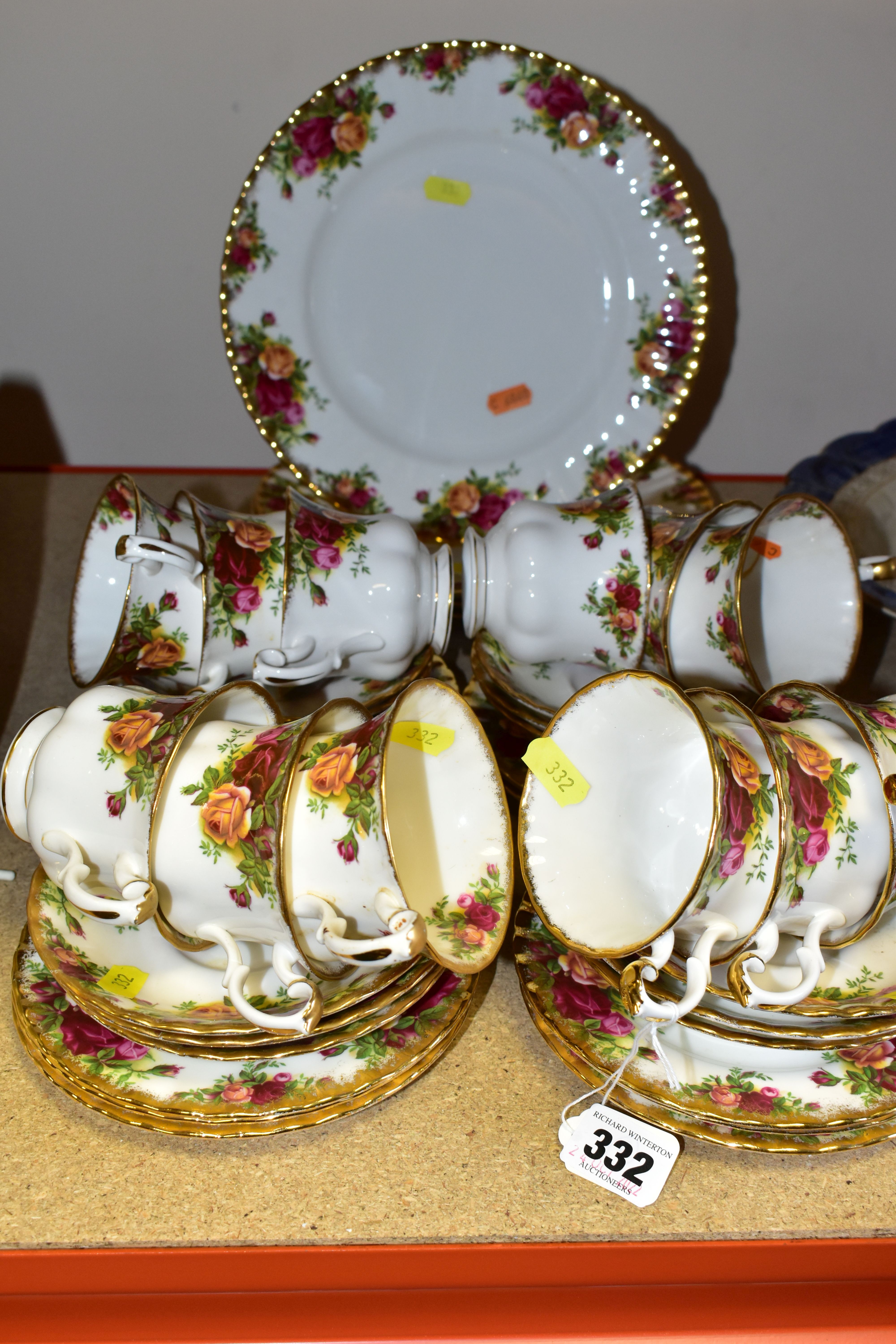 A GROUP OF ROYAL ALBERT 'OLD COUNTRY ROSES' TEAWARES, comprising four dinner plates, twelve cups,