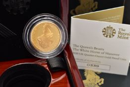 A ROYAL MINT 'THE QUEENS BEAST, THE WHITE HORSE OF HANOVER' 2020 UK QUARTER-OUNCE GOLD PROOF COIN,
