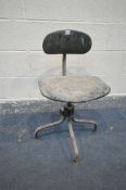 A VINTAGE TAN-SAD INDUSTRIAL CHAIR badged Tan-Sad the Posture Chair with tubular metal frame and