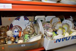 SEVEN BOXES AND LOOSE CERAMICS AND SUNDRY ITEMS, to include a thirty two piece Royal Stafford June
