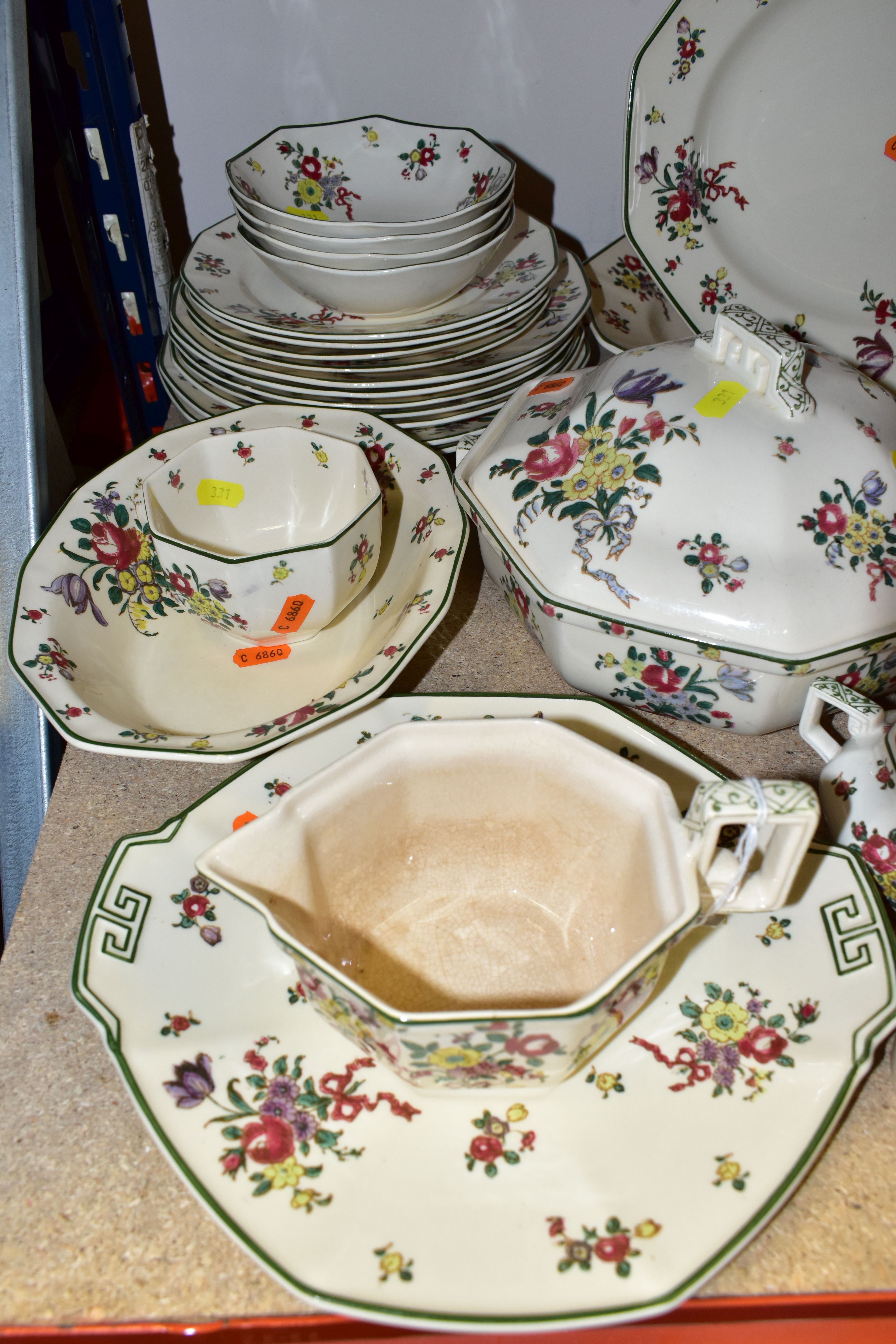 A LARGE QUANTITY OF ROYAL DOULTON 'OLD LEEDS SPRAYS' PATTERN DINNER WARE, comprising a bread and - Image 2 of 7