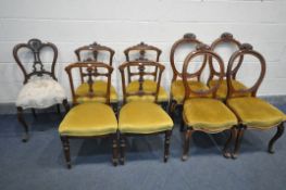A SELECTION PERIOD DINING CHAIRS, to include four Victorian balloon back chairs, four 19th century