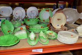 A QUANTITY OF LETTUCE LEAF AND TOMATO WARE TOGETHER WITH A GROUP OF SHORTER & SONS FISH PLATES,