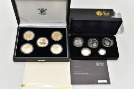 A ROYAL MINT QUEEN ELIZABETH II 2006 GOLDEN SILHOUETTE COLLECTION OF COINS, to include five