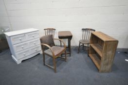 AN EARLY 20th CENTURY OVAL OAK DROP LEAF TABLE open width 90cm x closed width 44cm x depth 60cm x