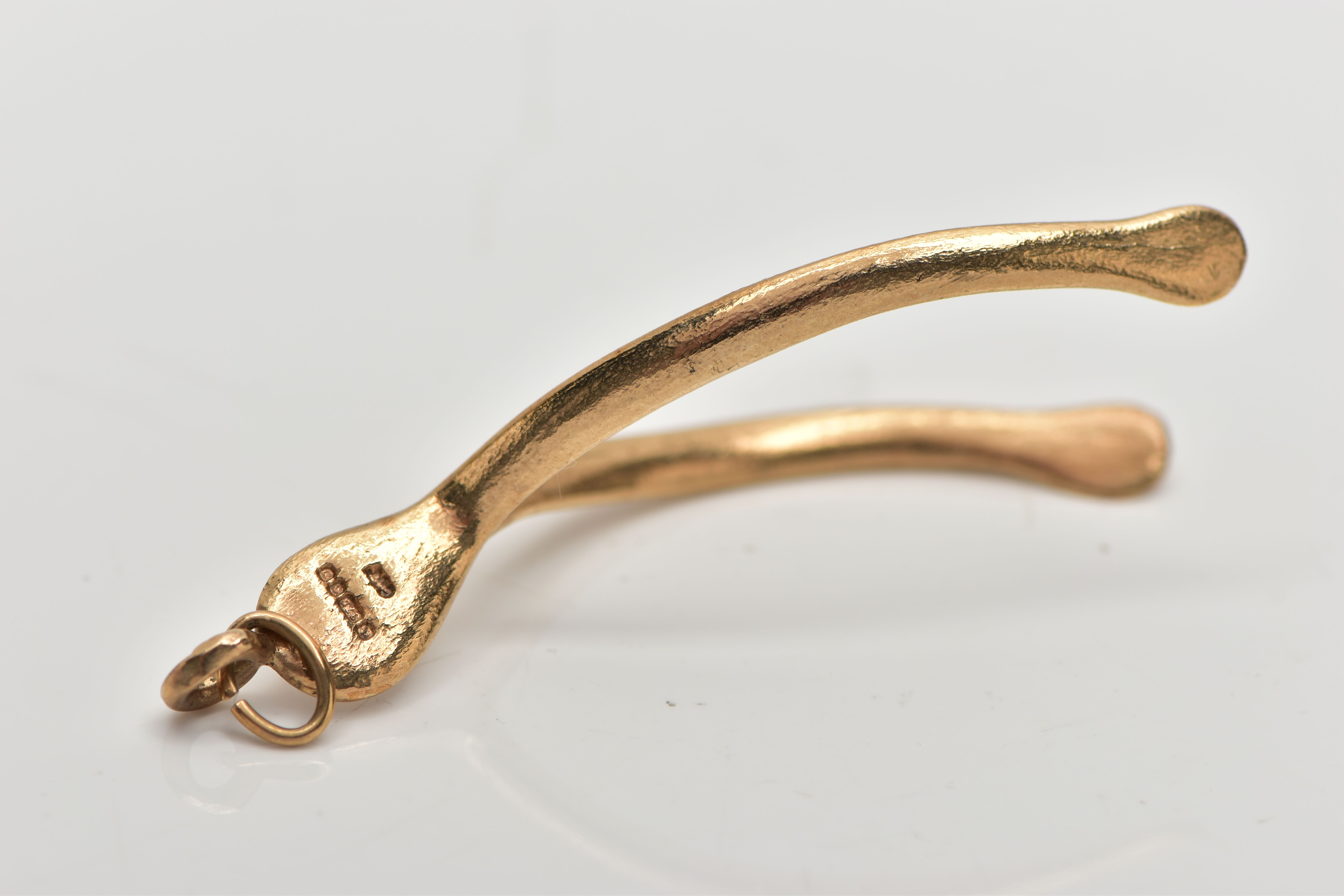 A 1970s 9CT YELLOW GOLD WISH BONE PENDANT, the pendant of plain polished design, approximate - Image 3 of 3