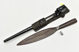 A BRITISH NUMBER 4 SOCKET BAYONET, scabbard and canvas frog, scabbard has been painted black, frog