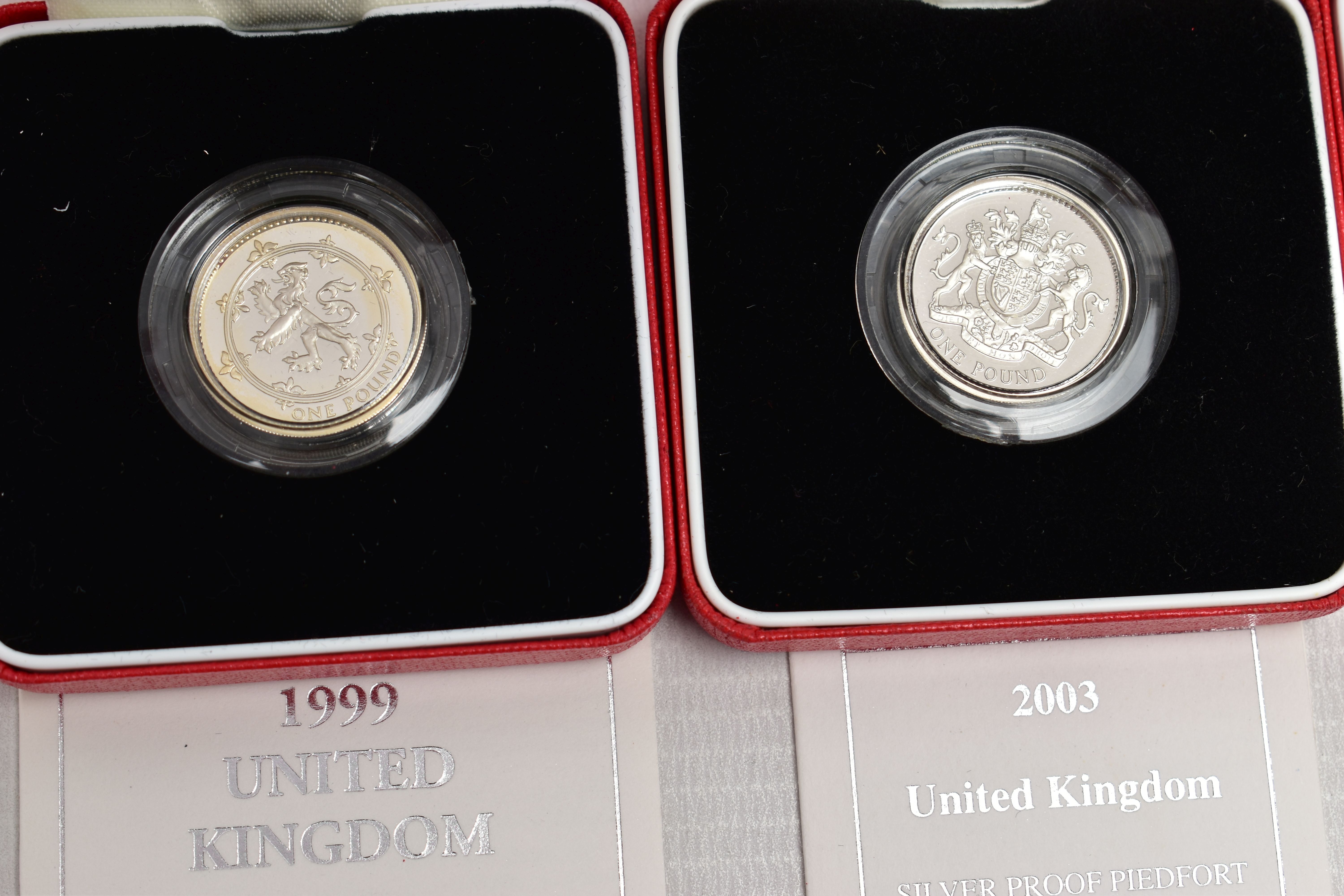 ROYAL MINT SILVER PIEDFORT PROOF ONE POUND COINS, 1999,2003,2005 all boxed with certificates - Image 2 of 3