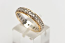 A PASTE FULL ETERNITY RING, the circular cut paste full eternity band ring, with yellow metal