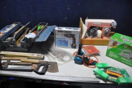 A COLLECTION OF TOOLS to include a metal toolbox containing hammers, drill bits, files etc. a
