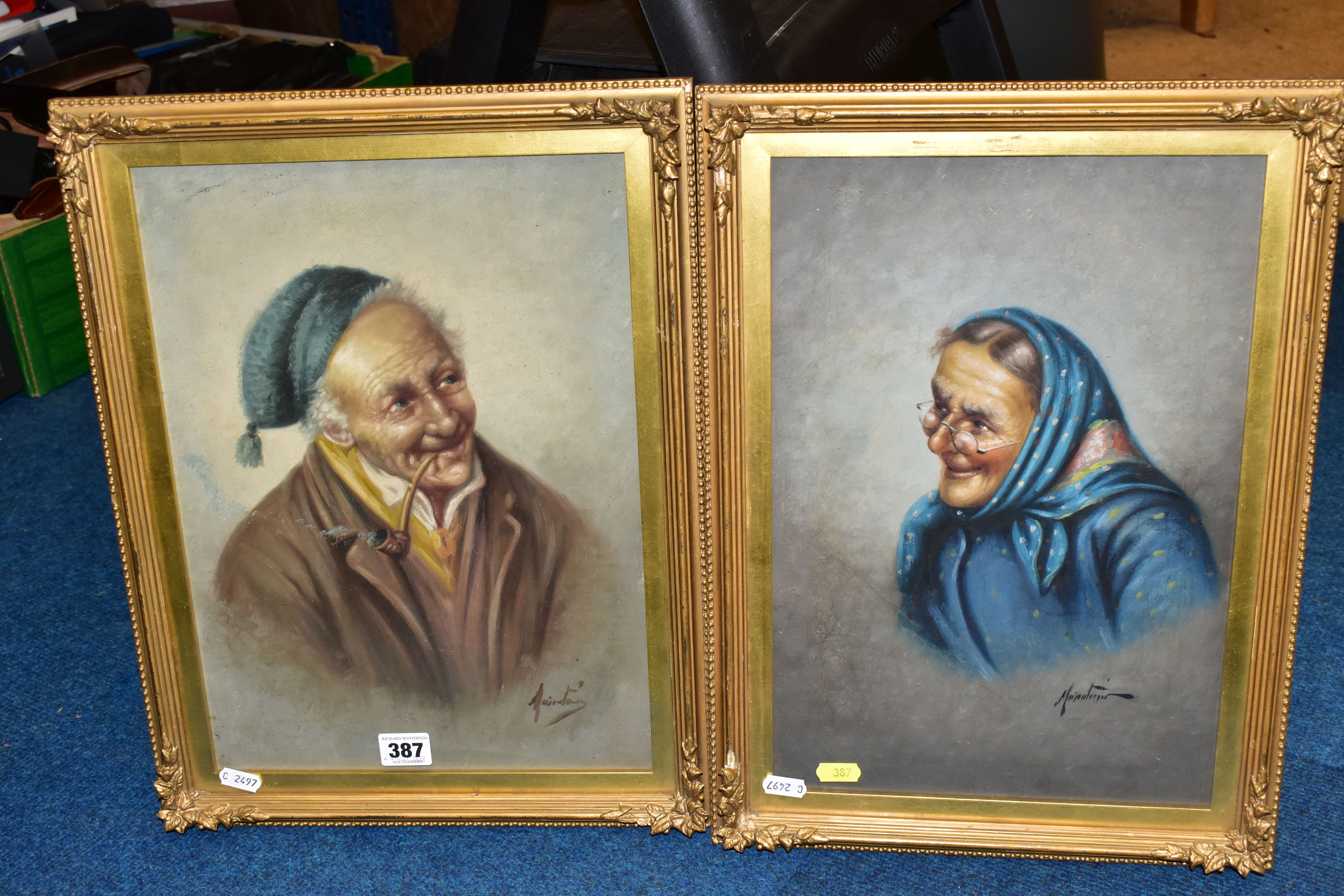A PAIR OF CONTINENTAL LATE 19TH / EARLY 20TH CENTURY PORTRAITS, depicting head and shoulder