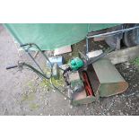A VINTAGE ATCO PETROL CYLINDER MOWER with grass box ( engine pulls but with resistance and hasn't